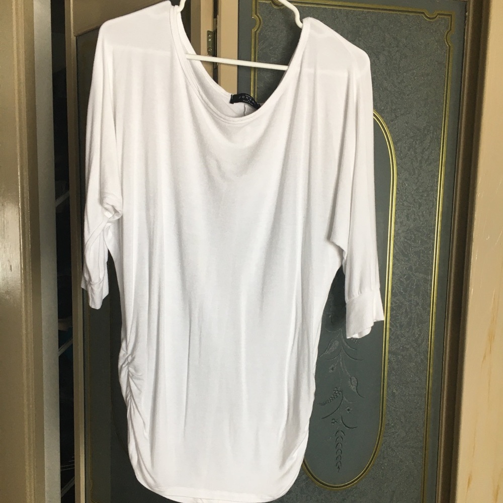 Pretty Ruched sides 3/4 Sleeve White Shirt XL